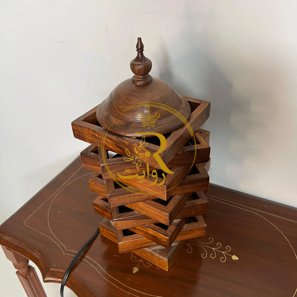 Handcrafted Wooden Table Lamp with Warm Light