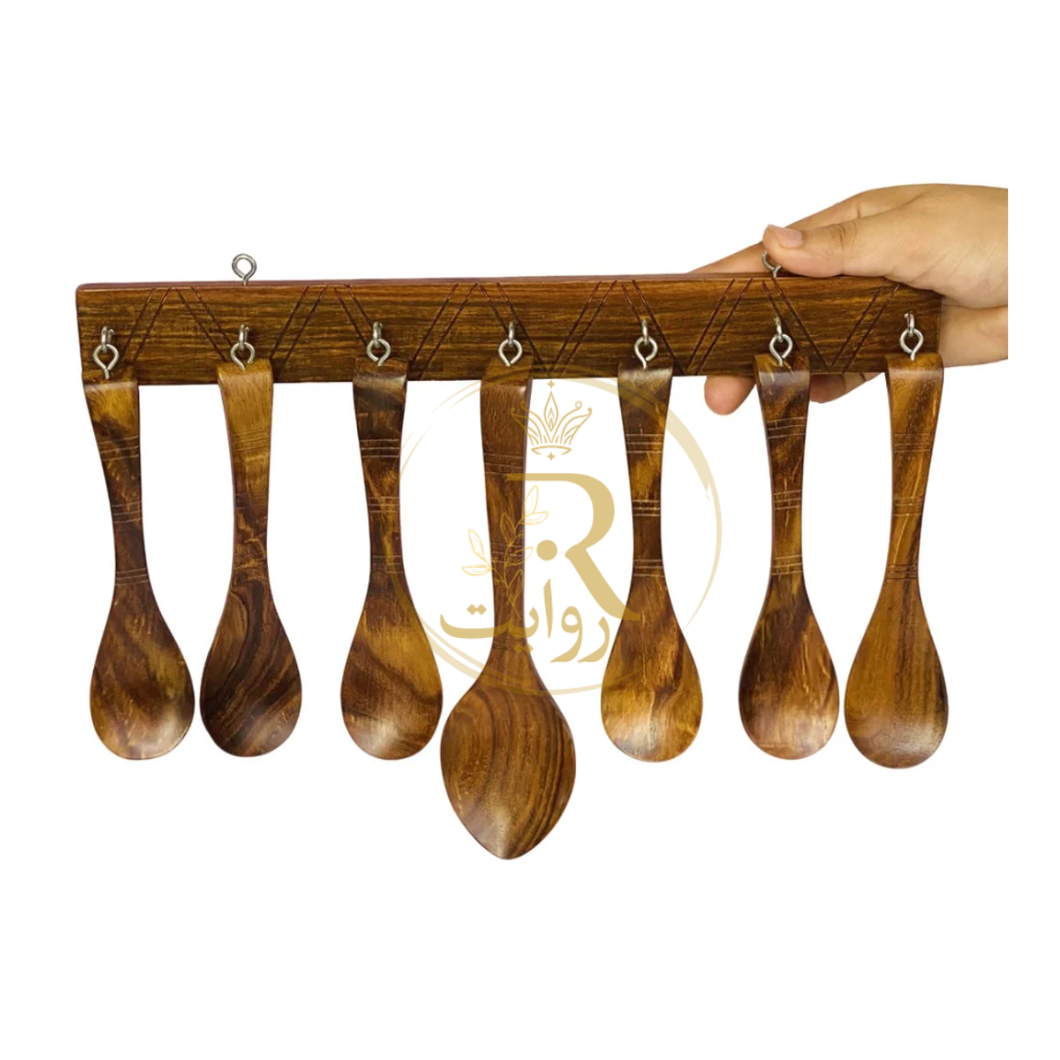Premium Handcrafted Wooden Serving Spoon Set – Elegant Sheesham Wood Spoons for Dining & Kitchen Décor