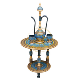 Handcrafted Black Naqshi Table & Umre-Khayam Set – 24-Inch 3-Leg Wooden Home Décor Table
