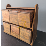 Handcrafted Wooden Masala Box – 6 Compartments | Premium Spice Organizer