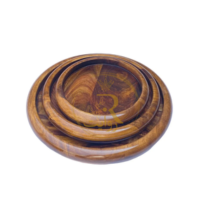 Handcrafted Round Wooden Plate Set of 3 – Large 12", Medium 10", Small 8" Sheesham Wood Plates