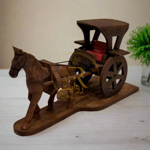 Handcrafted Wooden Horse with Cart – Traditional Home Decor & Gift Item