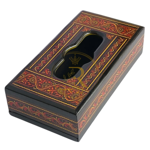 Handcrafted Naqshi Wooden Tissue Box – Decorative Tissue Holder (Red, Blue & Green)