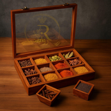 Wooden Spice Box with Glass Lid