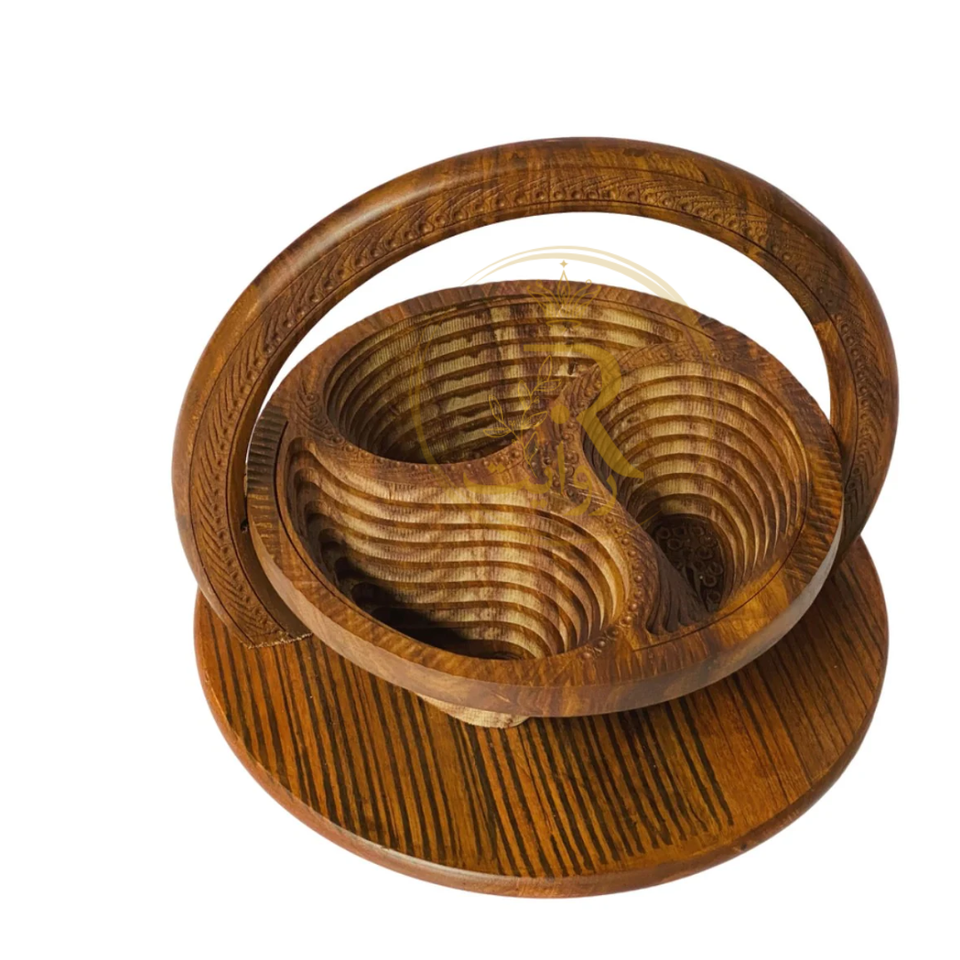 Handcrafted Foldable Wooden Dry Fruit Basket For Serving & Decor