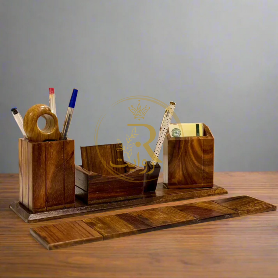 Handcrafted Wooden Desk Organizer – Office & Home Table Storage