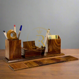 Handcrafted Wooden Desk Organizer – Office & Home Table Storage