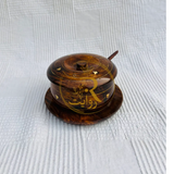 Antique Handcrafted Wooden Sugar Dan with Brass Work