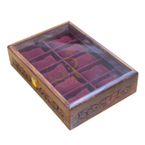 Handcrafted 10-Section Carved Wooden Watch Box – Red Velvet Interior with Glass Display Top