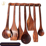 Deal 6 – Premium Wooden Hotpot (Without Steel Bowl) with Chakla Balan, Spoon Stand & 8-Piece Wooden Spoon Set
