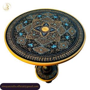 Naqashi Art Hand-Painted Round Wooden Coffee Table – 16" & 18"