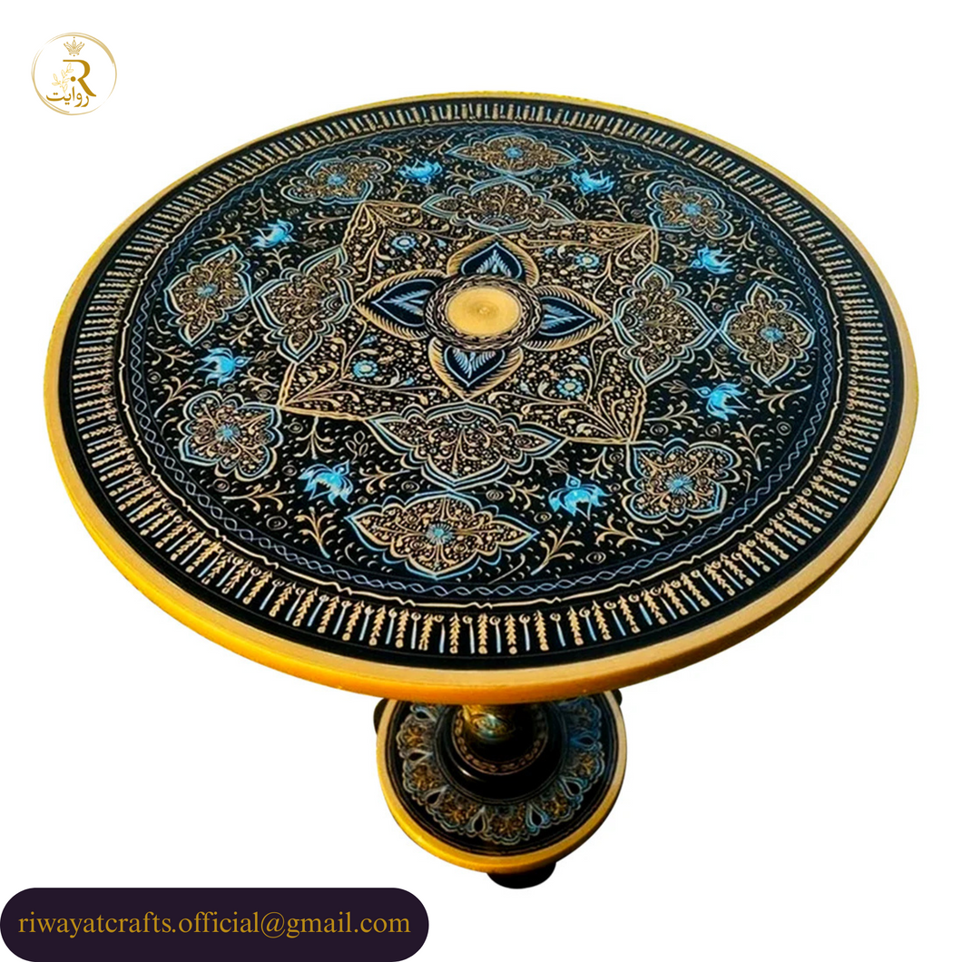 Naqashi Art Hand-Painted Round Wooden Coffee Table – 16