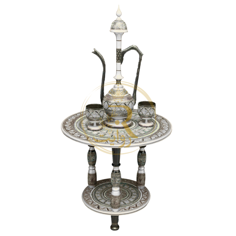 Handcrafted Black Naqshi Table & Umre-Khayam Set – 24-Inch 3-Leg Wooden Home Décor Table