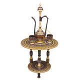 Handcrafted Black Naqshi Table & Umre-Khayam Set – 24-Inch 3-Leg Wooden Home Décor Table