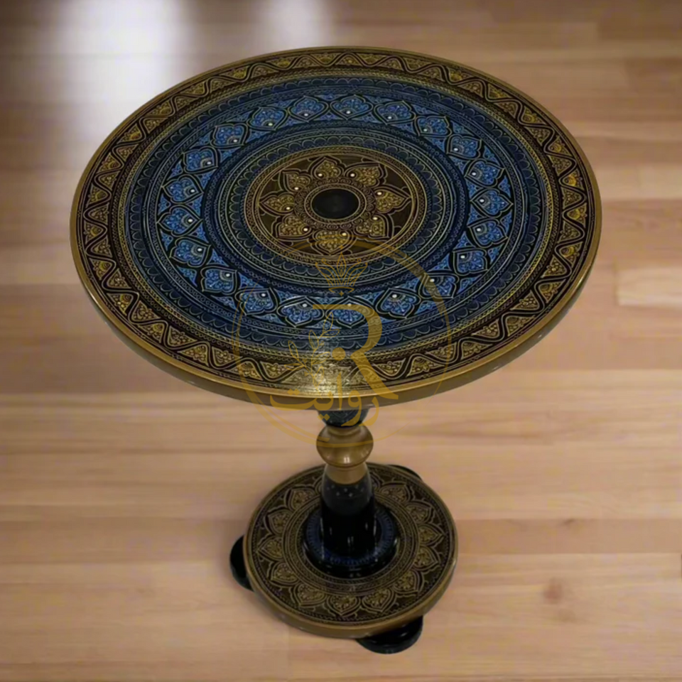 Naqashi Art Hand-Painted Round Wooden Coffee Table – 16" & 18"