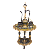 Handcrafted Black Naqshi Table & Umre-Khayam Set – 24-Inch 3-Leg Wooden Home Décor Table