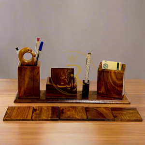 Handcrafted Wooden Desk Organizer – Office & Home Table Storage