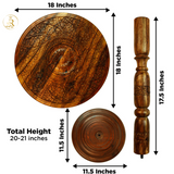 Hand-Carved Sheesham Wood Round Coffee Table