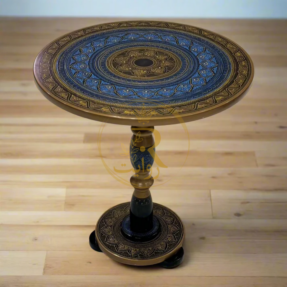 Naqashi Art Hand-Painted Round Wooden Coffee Table – 16" & 18"