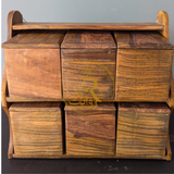 Handcrafted Wooden Masala Box – 6 Compartments | Premium Spice Organizer