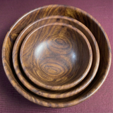 Set of 3 Single Wooden Bowls With Polish – 5, 6 & 7 Inch