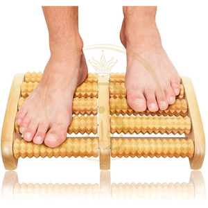Wooden Foot Massager 6 Roller | Natural Reflexology Foot Massage Tool