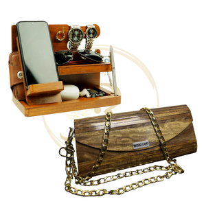 Home Décor Deal – Handcrafted Wooden Clutch & Wooden Desk Organizer