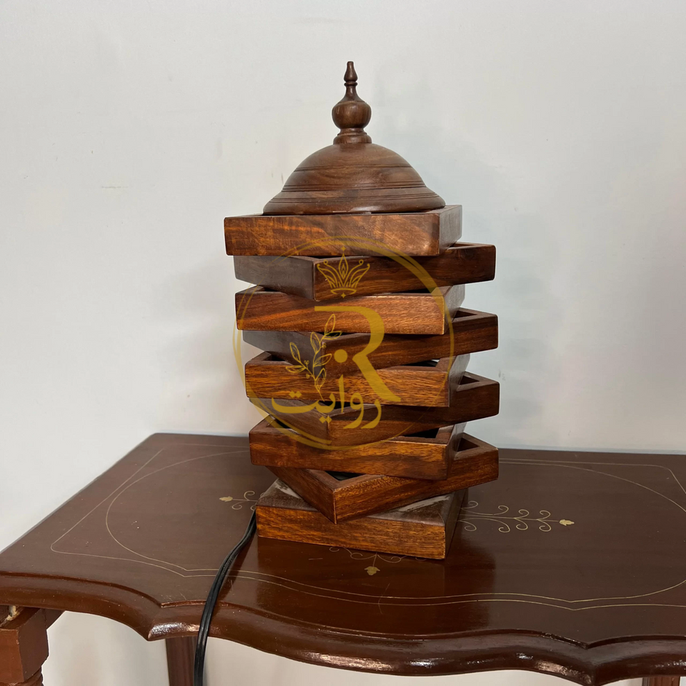 Handcrafted Wooden Table Lamp with Warm Light