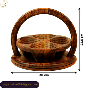Handcrafted Foldable Wooden Dry Fruit Basket For Serving & Decor