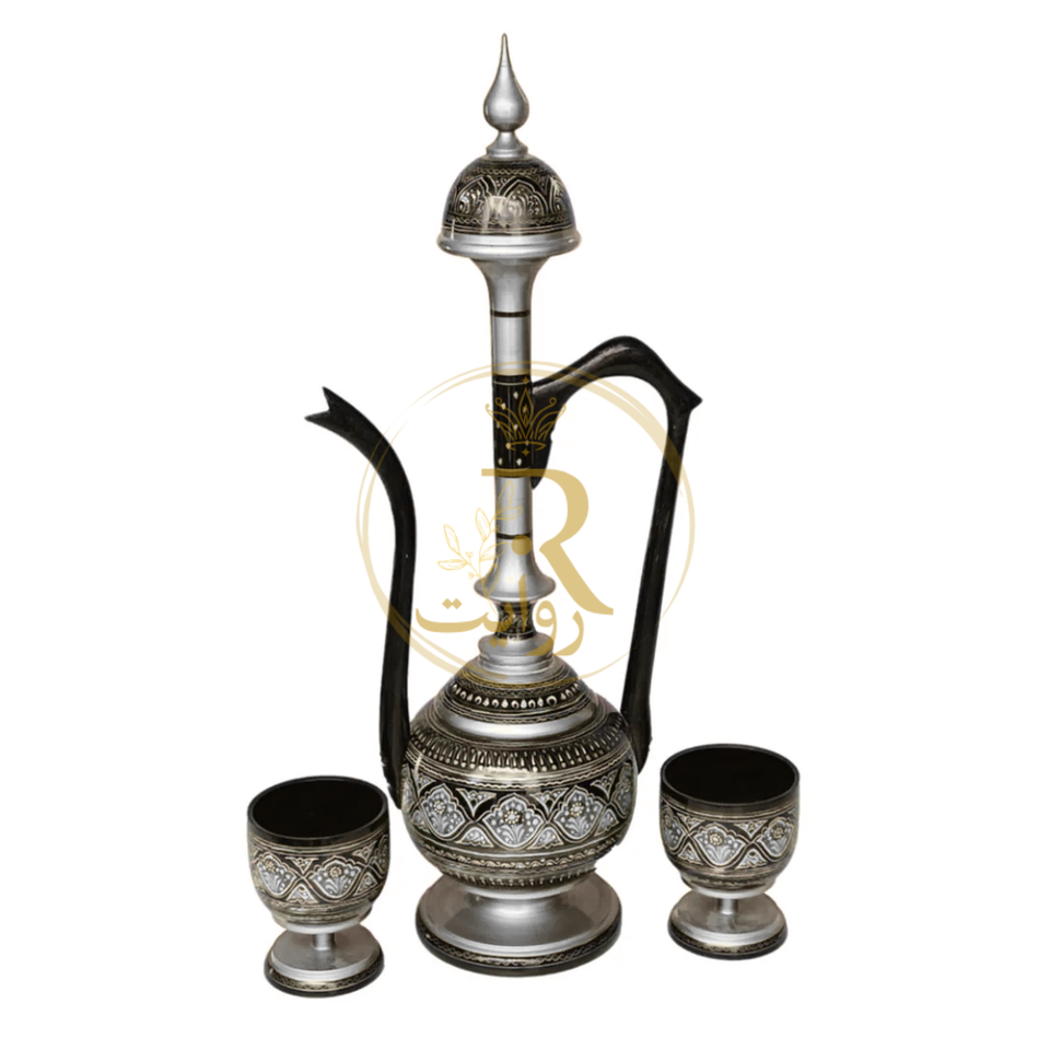 Handcrafted Black Naqshi Table & Umre-Khayam Set – 24-Inch 3-Leg Wooden Home Décor Table