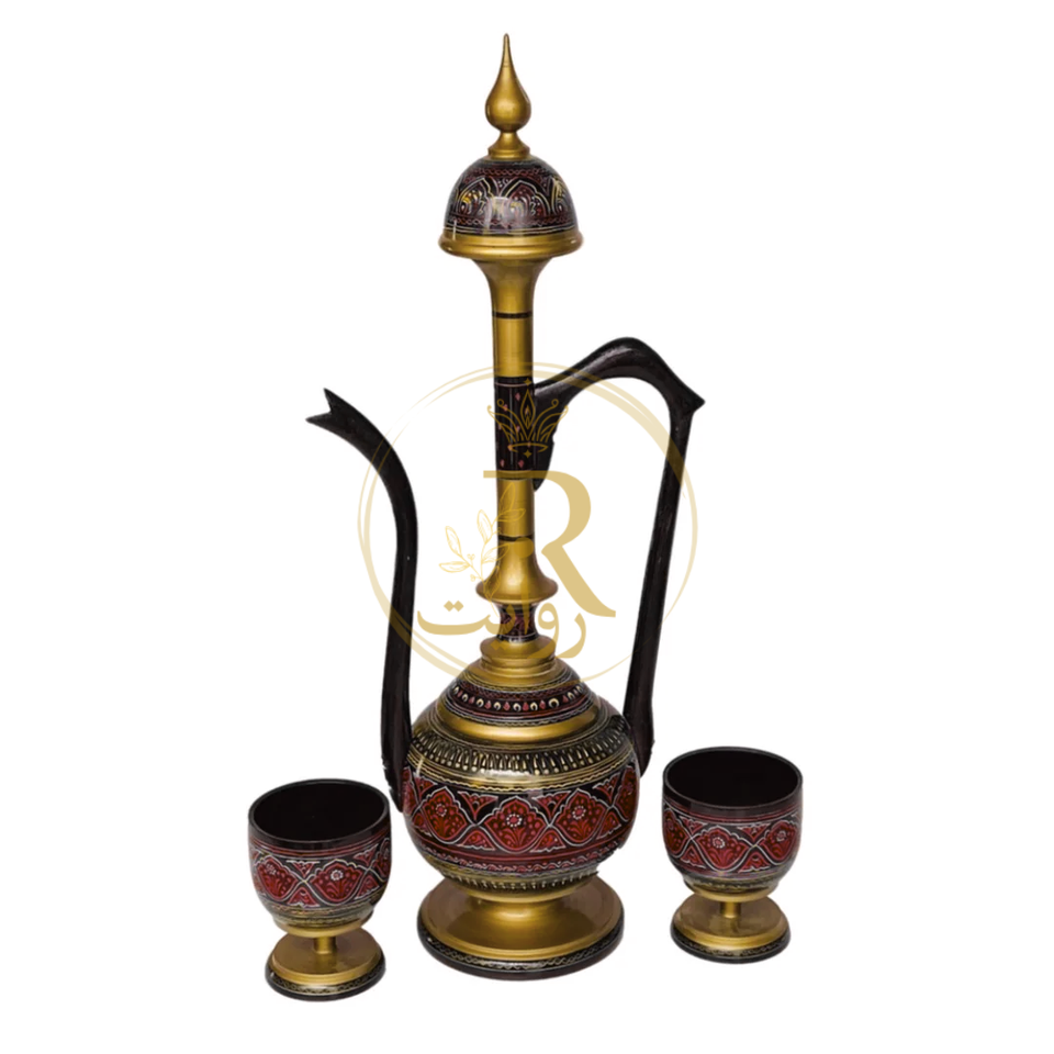 Handcrafted Black Naqshi Table & Umre-Khayam Set – 24-Inch 3-Leg Wooden Home Décor Table