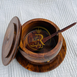 Antique Handcrafted Wooden Sugar Dan with Brass Work