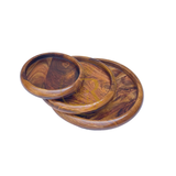 Handcrafted Round Wooden Plate Set of 3 – Large 12", Medium 10", Small 8" Sheesham Wood Plates