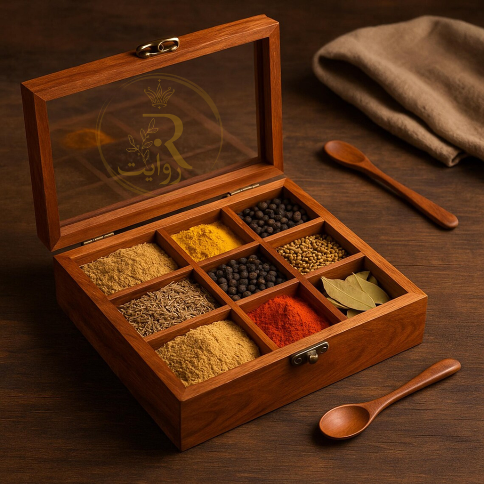 Wooden Spice Box with Glass Lid