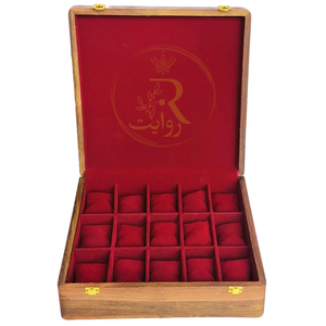 Handcrafted 15-Section Wooden Watch Box – Red Velvet Lining with Wooden Top Lid