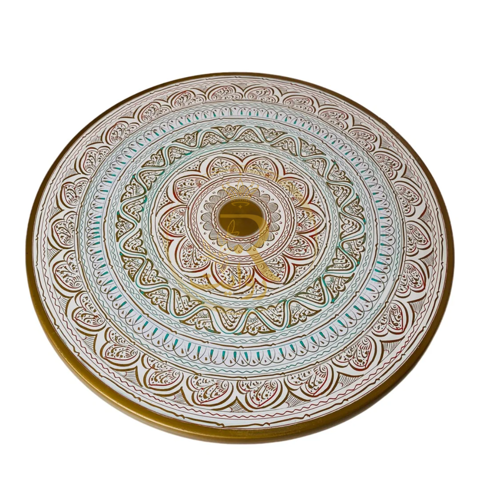 Naqashi Art Hand-Painted Round Wooden Coffee Table – 16" & 18"