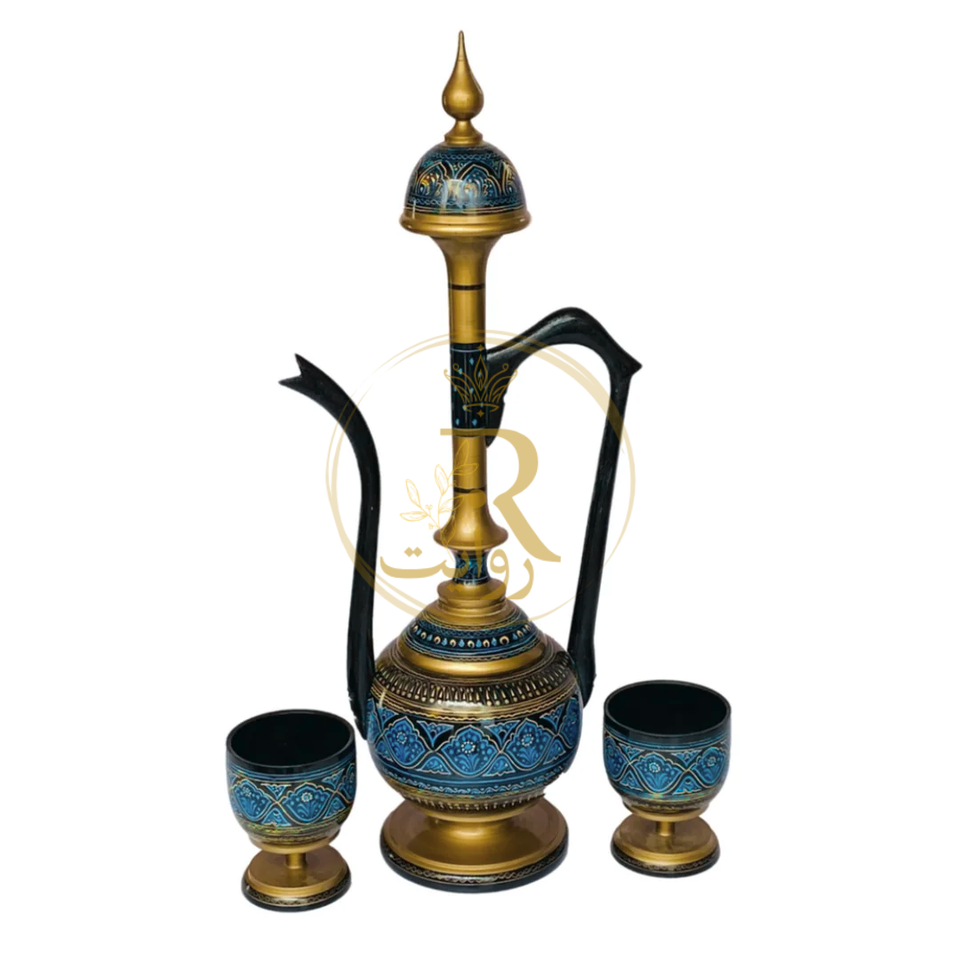 Handcrafted Black Naqshi Table & Umre-Khayam Set – 24-Inch 3-Leg Wooden Home Décor Table