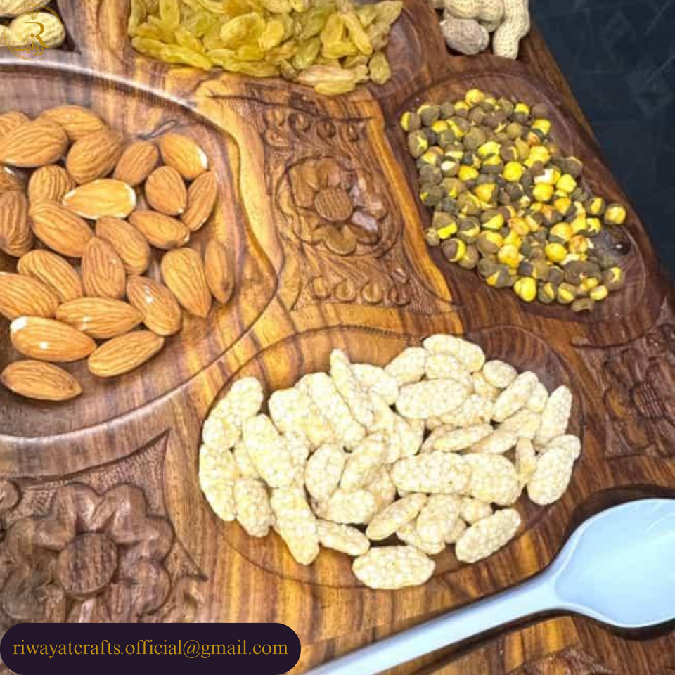 Handcrafted Wooden Dry Fruit Serving Tray