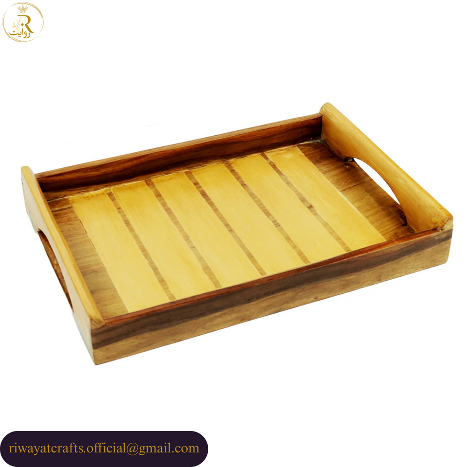 Handmade Wooden Breakfast & Coffee Serving Tray with Handles
