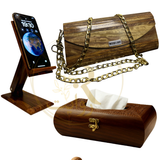 Home Décor Deal – Wooden Clutch, Wooden Mobile Holder & Carving Tissue Box