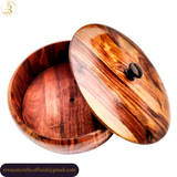 Handcrafted Wooden Roti Hotpot with Brass Work (No Steel Bowl)