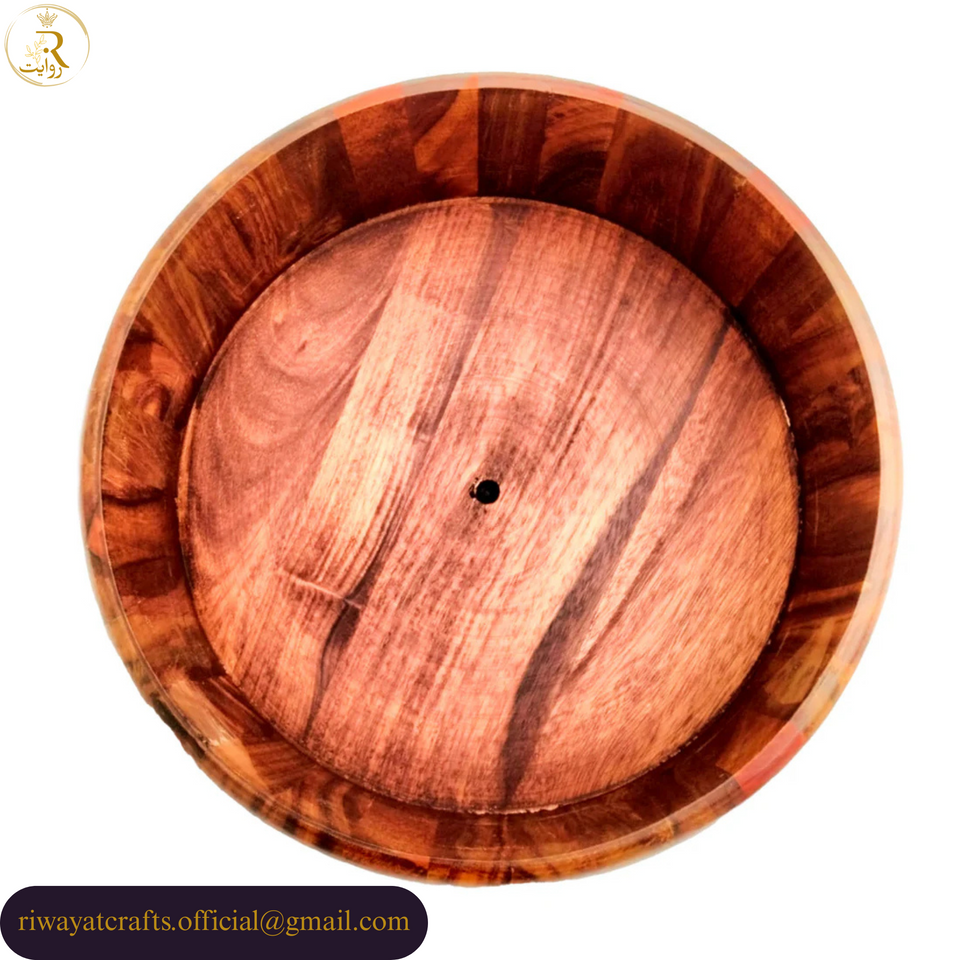 Handcrafted Wooden Roti Hotpot with Brass Work (No Steel Bowl)