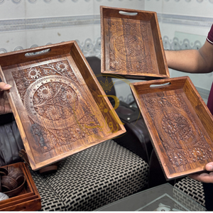 Deal 7 – Carving Tray Set, Wooden Carving Hotpot (with Steel Bowl) & 8-Piece Wooden Cooking Spoon Set