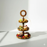 Handcrafted Sheesham Wood 3-Tiered Fruit & Cupcake Stand – Elegant Wooden Serving Stand for Kitchen & Events