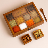 Wooden Spice Box with Glass Lid