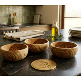 Set of 3 Single Wooden Bowls Without Polish – 5, 6 & 7 Inch