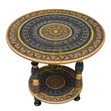 Handcrafted Black Naqshi Table – 24-Inch 3-Leg Wooden Accent Table for Home Décor