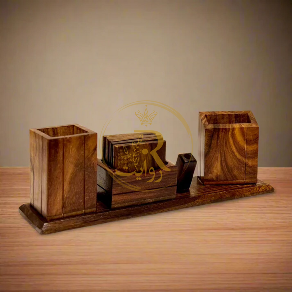Handcrafted Wooden Desk Organizer – Office & Home Table Storage