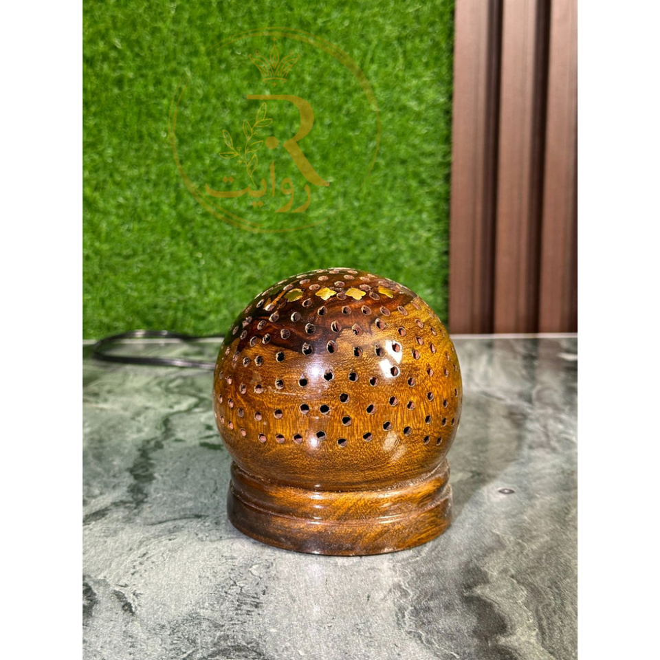Handcrafted Dome-Shaped Wooden Lamp | Artistic Perforated Ambient Table Light
