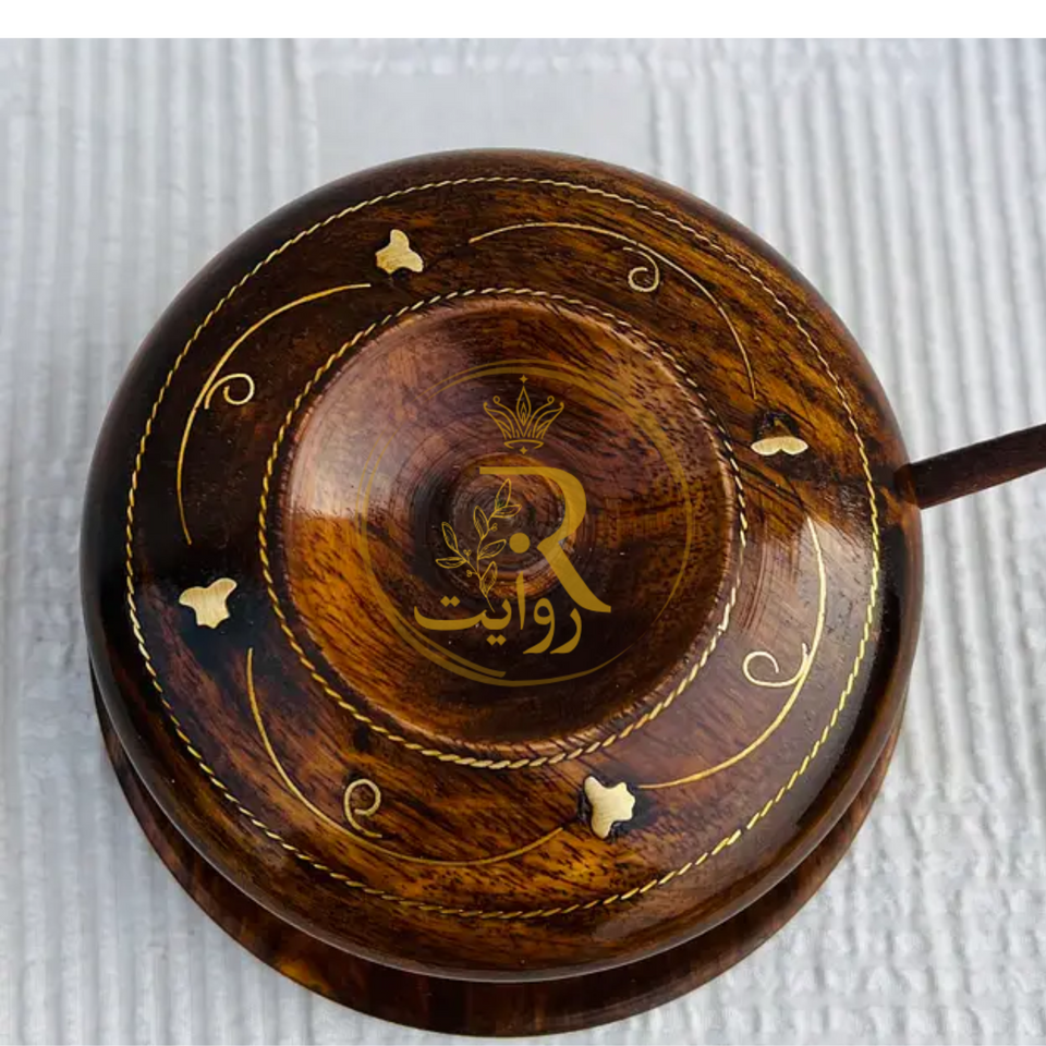 Antique Handcrafted Wooden Sugar Dan with Brass Work